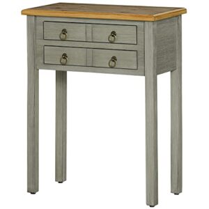 homcom vintage console table retro entryway table with 2 drawers for living room and hallway - grey