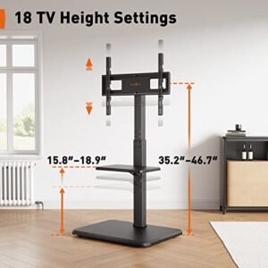 Perlegear Floor TV Stand with Power Outlet, Universal TV Stand for 32-70 inch TVs up to 110 lbs, Height Adjustable TV Stand with Swivel, Floor TV Mount Stand with Wood Base, Max VESA 600x400mm, PGFS06