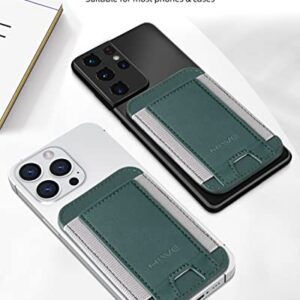 Phone Card Holder, Premium Leather Phone Wallet Stick On, Strong Adhesive Cell Phone Pocket Credit Card Holder for Phone Compatible with iPhone, Samsung & Most Smartphones, Fit 7 Cards, Green, 1 Pack