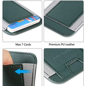 Phone Card Holder, Premium Leather Phone Wallet Stick On, Strong Adhesive Cell Phone Pocket Credit Card Holder for Phone Compatible with iPhone, Samsung & Most Smartphones, Fit 7 Cards, Green, 1 Pack