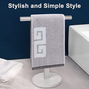 NearMoon T-Shape Hand Towel Holder-Bathroom Towel Rack-Stand with Balanced Base Towel Bar for Bathroom Kitchen Vanity Countertop, Modern Stand Towel Ring (Marble Base, Brushed Nickel)