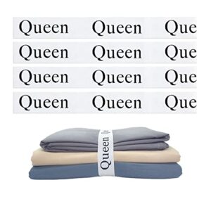 maletnd 4 pieces bed sheet organizer bands, closet organization sheet straps,elastic bed sheet storage sheet keepers, linen labels bedding bands (queen)