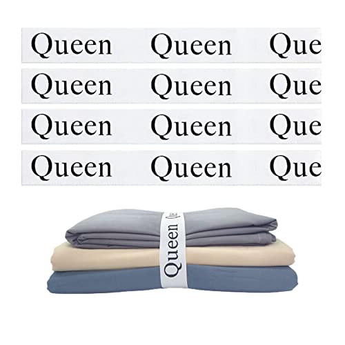 Maletnd 4 Pieces Bed Sheet Organizer Bands, Closet Organization Sheet Straps,Elastic Bed Sheet Storage Sheet Keepers, Linen Labels Bedding Bands (Queen)