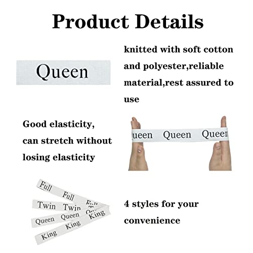 Maletnd 4 Pieces Bed Sheet Organizer Bands, Closet Organization Sheet Straps,Elastic Bed Sheet Storage Sheet Keepers, Linen Labels Bedding Bands (Queen)