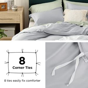 Bedsure Cooling Duvet Cover King - Silky and Breathable Eucalyptus Lyocell Cotton Hybrid Comforter Cover Set for Hot Sleeper - Hypoallergenic and Moisture Wicking Cooling Bedding Set, Silver Grey