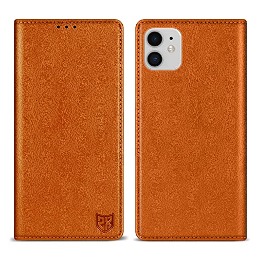 ZZXX iPhone 11 Wallet Case with [RFID Blocking] Card Slot Stand Strong Magnetic Leather Flip Fold Protective Phone Case for iPhone 11 Case Wallet(Brown-6.1 inch)