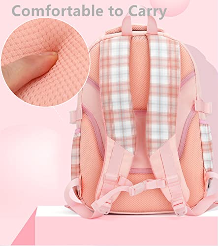 BEFUNIRISE Backpack for School Girls Bookbag Cute Bag College Middle High Elementary 18 Inch School Backpack for Teen Girls (Pink, Large)