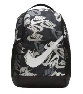 nike sportswear brasilia backpack cu8962-010 18l black/glossy white, 18 x 12 x 5 in, black/glossy white, 45 x 30 x 12 cm