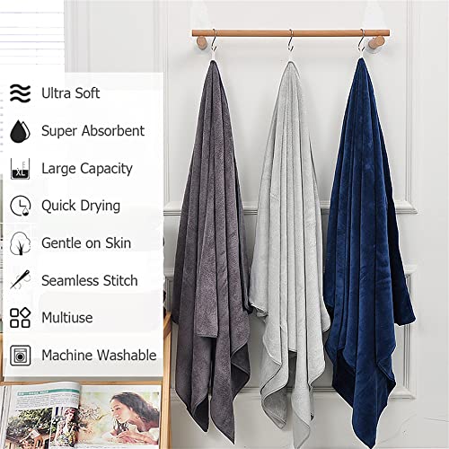 Premium Oversize Bath Towel 4 pieces Set-Quick Drying-Microfiber Coral Velvet Highly Absorbent Towels-Multipurpose Use as Bath Fitness,Bathroom,Shower,Sports,Yoga Towel(30x60inch, Blue)