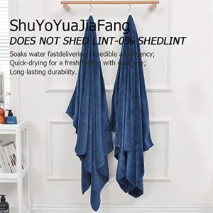 Premium Oversize Bath Towel 4 pieces Set-Quick Drying-Microfiber Coral Velvet Highly Absorbent Towels-Multipurpose Use as Bath Fitness,Bathroom,Shower,Sports,Yoga Towel(30x60inch, Blue)