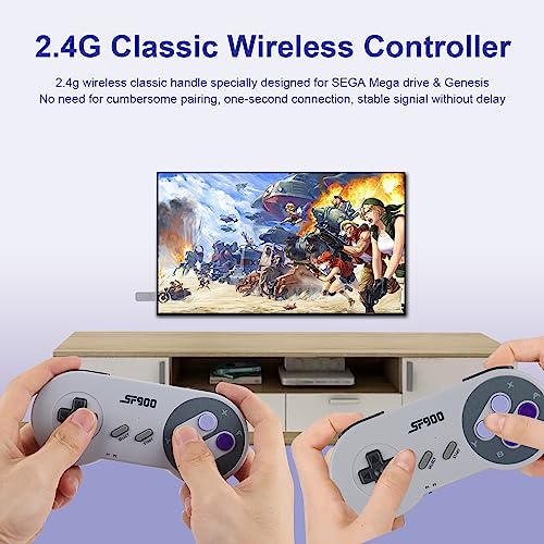 SF900 Wireless Retro Game Console - Plug and Play Video Game Stick Built-in 2000 Games Nostalgia Stick Games, 9 Emulators, Dual 2.4G Wireless Controllers(64G)…