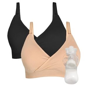 4HOW Pumping Bra Hands-Free, Breast Pump Bra,Nursing Bras for Breastfeeding,Adjustable Breast-Pumps Holding and Nursing Bra