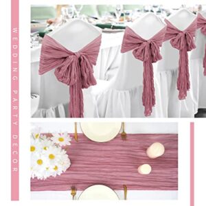 24 Pack Cheesecloth Table Runner 20 x 120 inch Cheese Cloth Table Runner Bulk,Romantic Boho Sheer Gauze Fabric Table Runners for Wedding Reception,Party,Bridal Shower Table Decor(Dusty Rose)