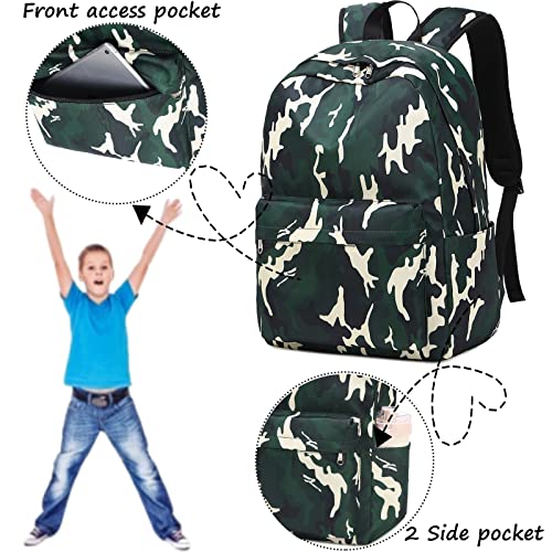 Jumpopack Backpack for Teen Boys Girls Backpack School Backpacks for Kids Backpack for Elementary Middle School Bookbags for Boys Teens and Pencil Case Set (Green Camo)