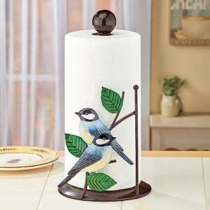 funny paper towel holder countertop, gardlister unique magpie decorative kitchen paper towel stand & storage, free standing metal bird decorative home paper towel roll accessories