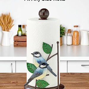 Funny Paper Towel Holder Countertop, Gardlister Unique Magpie Decorative Kitchen Paper Towel Stand & Storage, Free Standing Metal Bird Decorative Home Paper Towel Roll Accessories