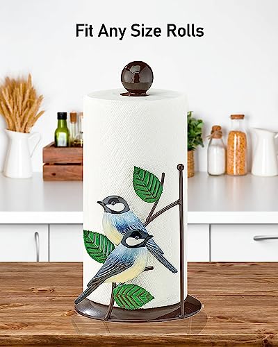 Funny Paper Towel Holder Countertop, Gardlister Unique Magpie Decorative Kitchen Paper Towel Stand & Storage, Free Standing Metal Bird Decorative Home Paper Towel Roll Accessories