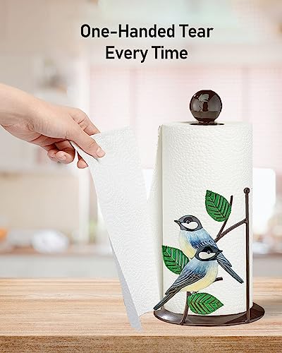 Funny Paper Towel Holder Countertop, Gardlister Unique Magpie Decorative Kitchen Paper Towel Stand & Storage, Free Standing Metal Bird Decorative Home Paper Towel Roll Accessories