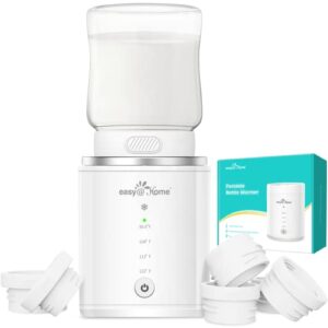 easy@home portable baby warmer bottle milk: warmer for newborn breastmilk and formula with 6 adapters 3 minutes fast heating - travel bottle warmer fits in any storage bag emw001