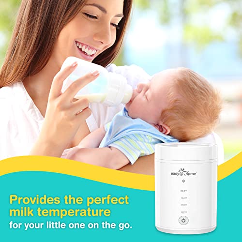 Easy@Home Portable Baby Warmer Bottle Milk: Warmer for Newborn Breastmilk and Formula with 6 Adapters 3 Minutes Fast Heating - Travel Bottle Warmer Fits in Any Storage Bag EMW001