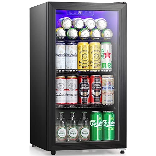 Antarctic Star 3.1Cu.Ft, Cabinet Beverage Cooler/Refrigerator - 105 Can Soda or Beer Mini Fridge, Small Wine Cellar for Home and Bar,Compact Drink Cooler,Electronic Temperature Control, Black