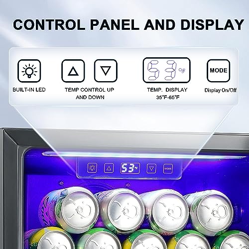 Antarctic Star 3.1Cu.Ft, Cabinet Beverage Cooler/Refrigerator - 105 Can Soda or Beer Mini Fridge, Small Wine Cellar for Home and Bar,Compact Drink Cooler,Electronic Temperature Control, Black
