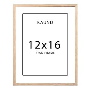 kaund 12x16 picture frames, oak wood photo frames with high definition glass，natural poster frame for wall art（c02-high definition glass, medium