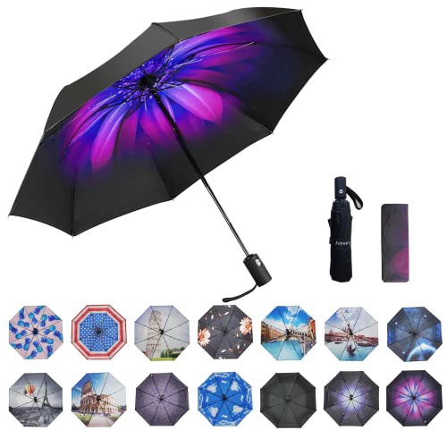 LLanxiry Compact Travel Umbrella,Windproof Waterproof Stick Umbrella Protection Golf Umbrellas (Orchid)