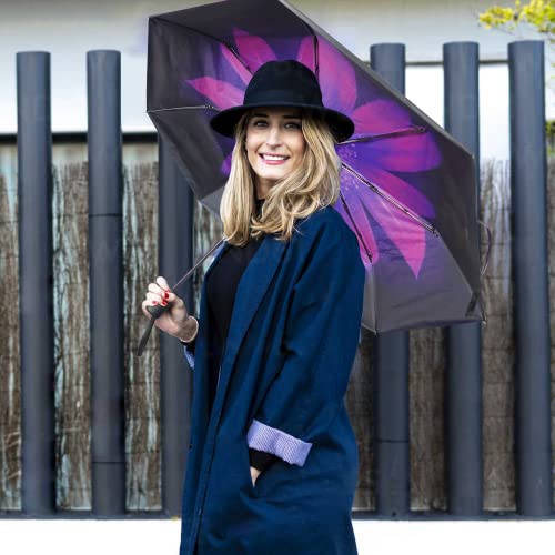 LLanxiry Compact Travel Umbrella,Windproof Waterproof Stick Umbrella Protection Golf Umbrellas (Orchid)