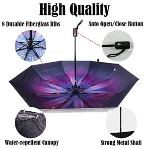 LLanxiry Compact Travel Umbrella,Windproof Waterproof Stick Umbrella Protection Golf Umbrellas (Orchid)