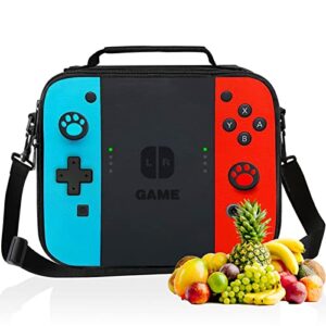 insulated lunch box for boys girls, game lunch bag for work office travel picnic hiking beach, reusable portable lunch box with adjustable strap