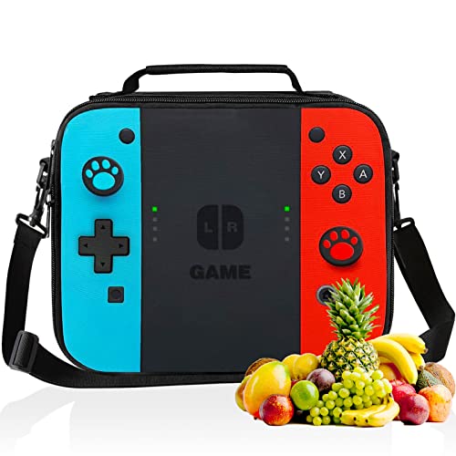 Insulated Lunch Box for Boys Girls, Game Lunch Bag for Work Office Travel Picnic Hiking Beach, Reusable Portable Lunch Box With Adjustable Strap