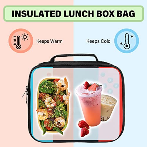 Insulated Lunch Box for Boys Girls, Game Lunch Bag for Work Office Travel Picnic Hiking Beach, Reusable Portable Lunch Box With Adjustable Strap