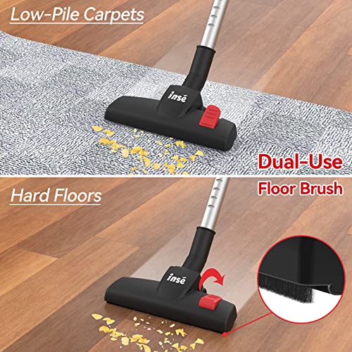 INSE Corded Vacuum Cleaner, 600W Powerful 18000Pa Vacuum Cleaner, 6-in-1 Versatile Lightweight Corded Stick Vacuum Cleaner for Pet Hair Hardwood Floor - Crimson