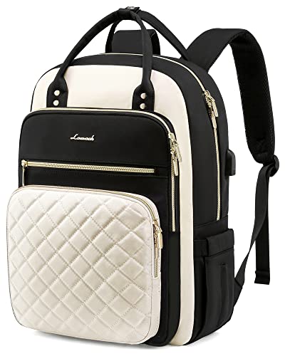 LOVEVOOK Laptop Backpack for Women, Water Resistant Travel Work Backpacks Purse Stylish College Business Teacher Nurse Computer Bag with USB Charging Port, Fits 15.6" Laptop