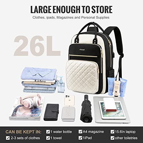 LOVEVOOK Laptop Backpack for Women, Water Resistant Travel Work Backpacks Purse Stylish College Business Teacher Nurse Computer Bag with USB Charging Port, Fits 15.6" Laptop