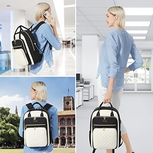 LOVEVOOK Laptop Backpack for Women, Water Resistant Travel Work Backpacks Purse Stylish College Business Teacher Nurse Computer Bag with USB Charging Port, Fits 15.6" Laptop