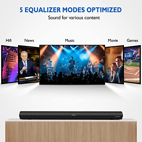 WITSHOCK Sound Bar Soundbar TV Speaker: 2.1 CH Surround System Home Theater with Built-in Subwoofer Wireless Wired Bluetooth 5.0 Optical AUX HDMI-ARC RCA USB Connectivity