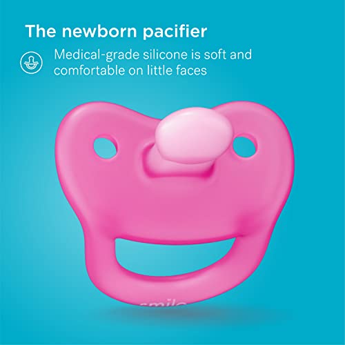 Smilo Baby Bottle Feeding Gift Set - Bottle Set with 100% Silicone Newborn Pacifier, Replacement Nipples and Baby Bottles Cleaning Brush - Perfect Essentials and Gift for Girls & Boys - Pink