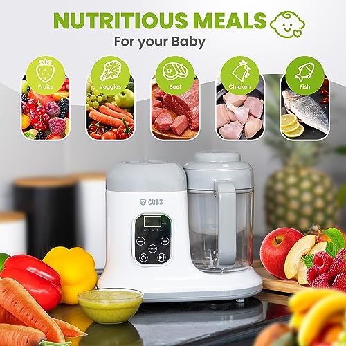 CUBS Smart Touch Screen Baby Food Maker. Easy Multi Functional Steamer, Processor And Puree Blender. Auto Cooking & Grinding. Baby Food Processor Machine