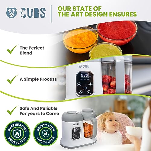 CUBS Smart Touch Screen Baby Food Maker. Easy Multi Functional Steamer, Processor And Puree Blender. Auto Cooking & Grinding. Baby Food Processor Machine