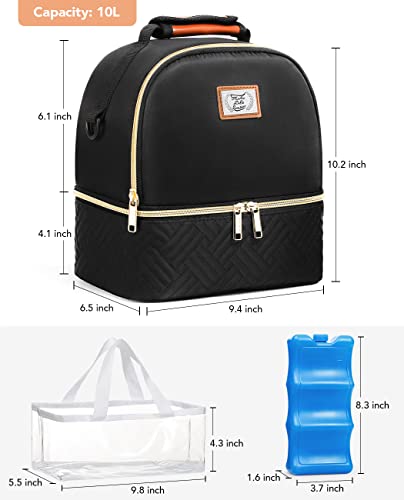 Lekereise Breast Pump Bag Backpack with Cooler, Wearable Pumping Bag with 2 Ice Packs Fits 6 Bottles, Portable Storage Bag for Work, Travel-Black