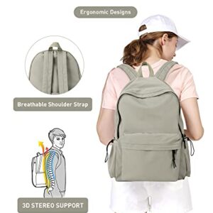 Green Backpack for Women Men, Waterproof High School Bookbag,Lightweight Casual Travel Daypack,Classic Basic College Backpack,Middle School Bag for Teen Girls Boys