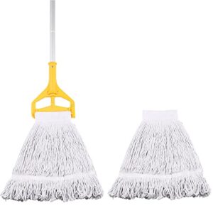 astp&fh heavy duty commercial mop, circular end rope industrial mop, reusable washable floor mop, heavy duty mop with additional mop head replacement