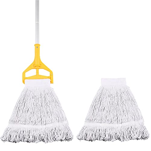 ASTP&FH Heavy Duty Commercial mop, Circular end Rope Industrial mop, Reusable Washable Floor mop, Heavy Duty mop with Additional mop Head Replacement