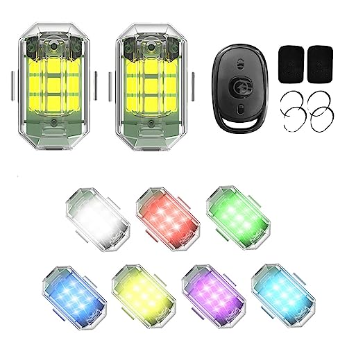 2PCS LED Strobe Drone Lights with Remote, 7 Colors Drone Anti-Collision Light Rechargeable, Night Warning Lights for Drone, Motorcycle