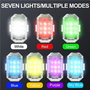 2PCS LED Strobe Drone Lights with Remote, 7 Colors Drone Anti-Collision Light Rechargeable, Night Warning Lights for Drone, Motorcycle