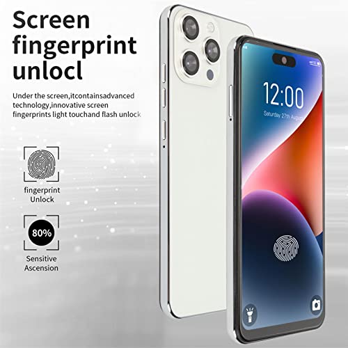 4G LTE Smartphone, Unlocked Cellphone for Android 12 6.6in Touch Screen Mobile Phone Support Face Recognition, Dual Card Dual Standby, Ten Core CPU, HD Camera, 7000mAh (White)