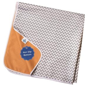 totsahoy! baby splat mat for under high chair, 51" waterproof and washable spill mat, anti-slip floor protector, baby play mat - grey chevron