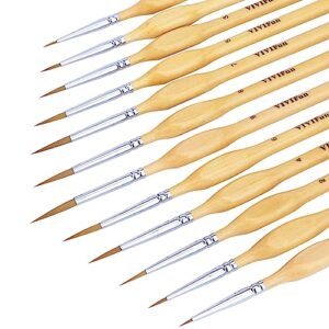 vivifun micro detail paint brush set, fine tip point paint brush for art painting, 12 pcs miniature paint brushes for acrylic, watercolor, oil, models, crafts, warhammer 40k, line drawing